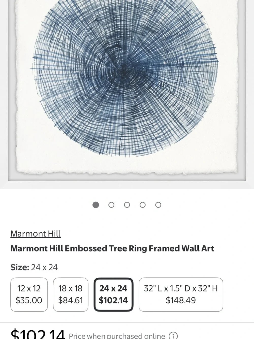 Blue Embossed Tree Ring Framed Wall Art
